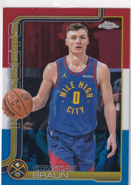 2025 TOPPS CHROME #82 CHRISTIAN BUAN RED WHITE BLUE- DENVER NUGGETS