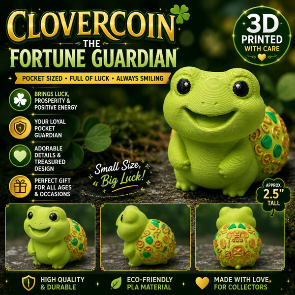 Clovercoin Fortune Guardian Lucky Frog 3D Printed Pocket Guardian Collectible