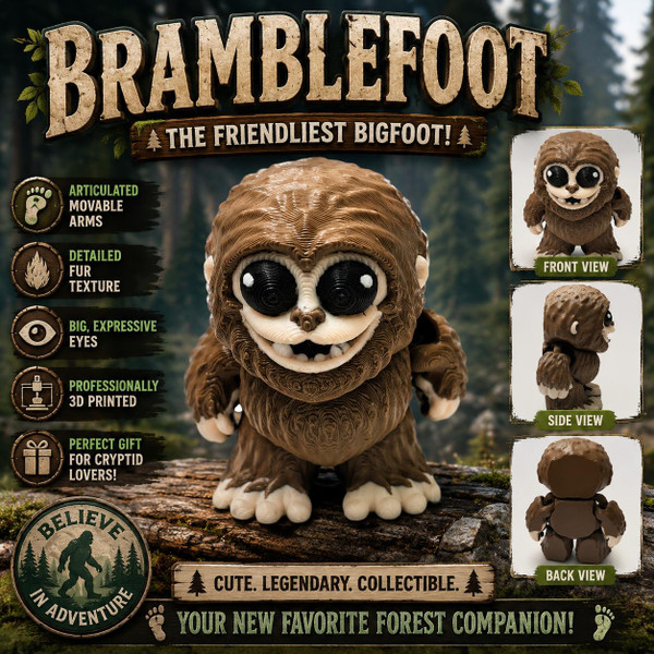 Bramblefoot Bigfoot Articulated Sasquatch Figure 3D Printed Cryptid Desk Toy