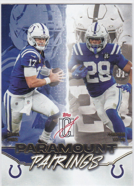 2025 Topps Signature #PP-7 Paramount Pairings Daniel Jones Jonathan Taylor Colts