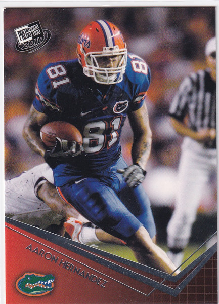 2010 PRESS PASS #10 AARON HERNANDEZ- FLORDIA GATORS