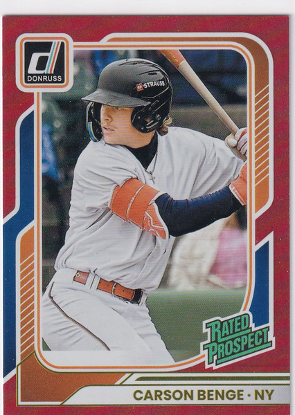 2026 DONRUSS #180 CARSON BENGE RED HOLO 120/250- NEW YOKR METS