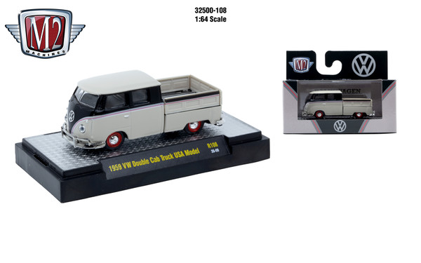 M2 Machines AutoThentics Rel 108 1:64 1959 VW Double Cab Truck USA Model