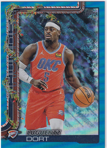 2025 TOPPS HOLIDAY #H92 LUGUENTEZ DORT BLUE GLITTER- OKLAHOMA CITY THUNDER