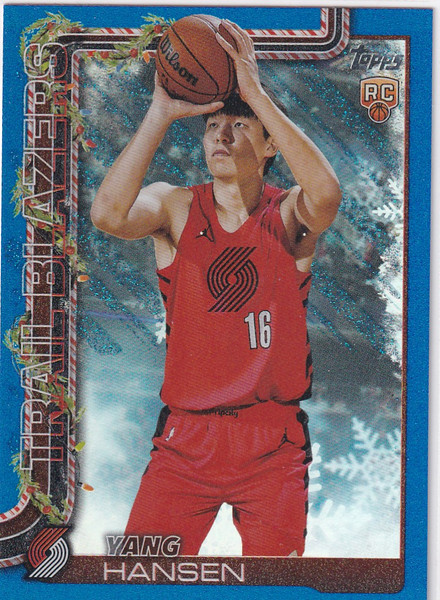 2025 TOPPS HOLIDAY #H176 YANG HANSEN BLUE GLITTER- PORTLAND TRAIL BLAZZERS