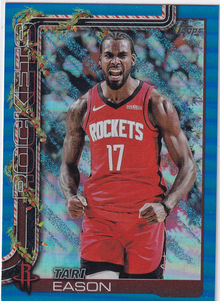 2025 TOPPS HOLIDAY #H144 TARI EASON BLUE GLITTER- HOUSTON ROCKETS
