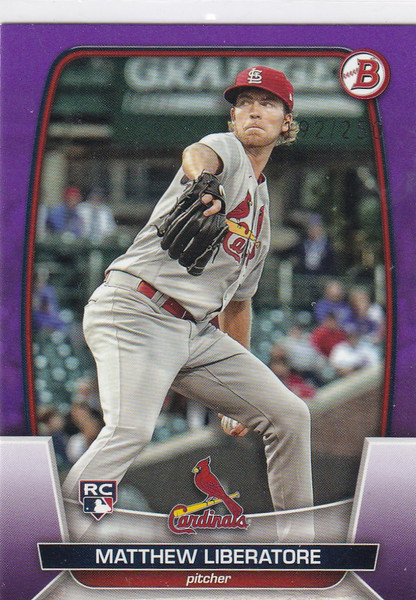 2023 BOWMAN #48 MATTEW LIBERATORE PURPLE 192/250- ST LOUIS CARDINALS
