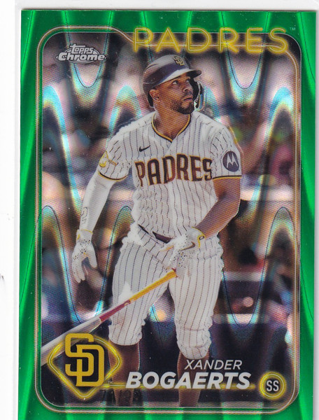 2024 TOPPS CHROME #32 XANDER BOGAERTS GREEN RAY WAVE /99- SAN DIEGO PADRES