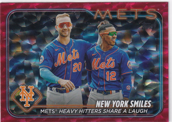 2024 TOPPS SERIES ONE #38 NEW YORK SMILES RED CRACKLE BOARD /199- NEW YORK METS
