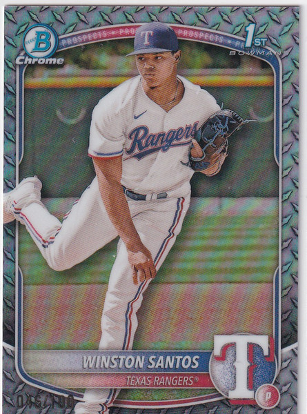 2025 BOWMAN CHROME #BCP-121 WINSTON SANTOS 46/100 STEEL- TEXAS RANGERS