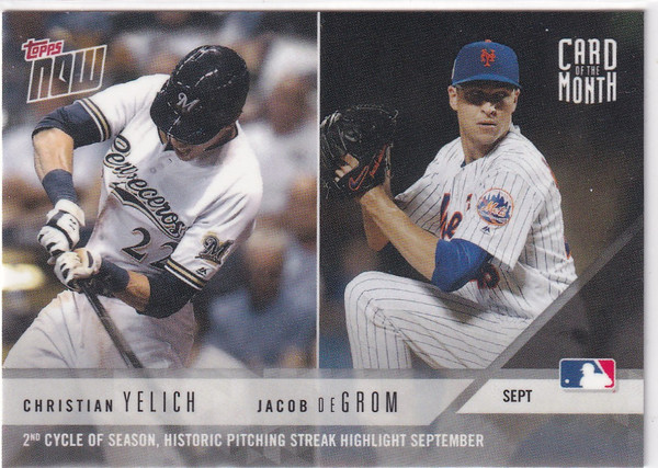2018 TOPPS NOW #M-SEPT YELICH & DEGROM CARD OF THE MONTH- NEW YORK METS