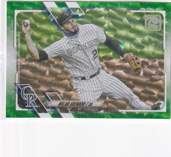 2021 TOPPS SERIES ONE #24 NOLAN ARENADO GREEN CRACKLE /499- COLORADO ROCKIES