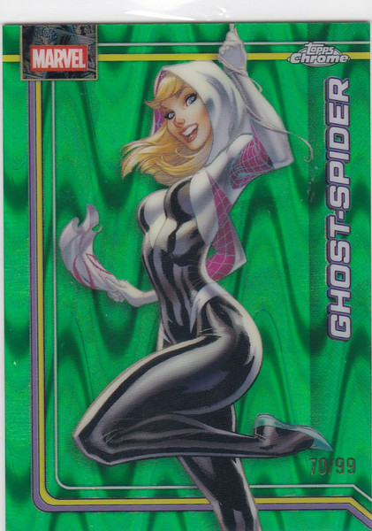 2026 Topps Chrome Marvel Ghost-Spider Green Ray Wave 70/99