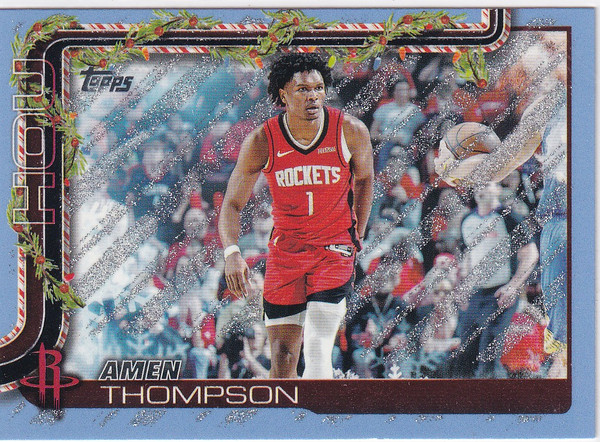 2025 TOPPS HOLIDAY #H141 AMEN THOMPSON GLITTER- HOUSTON ROCKETS