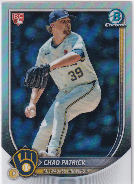 2025 BOWMAN CHROME #28 CHAD PATRICK RED ROOKIE REFRACTOR- MILWAUKEE BREWERS