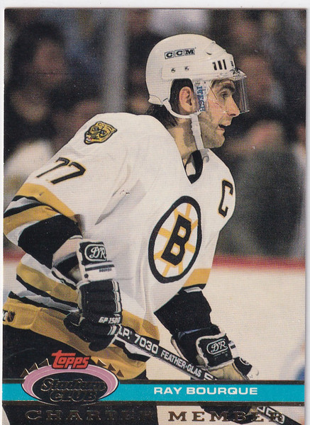 1991 TOPPS STADIUM RAY BOURQUE OWNS THE NORRIS- BOSTON BRUINS