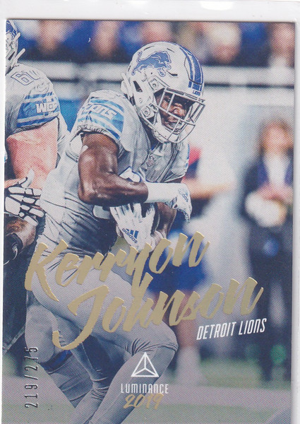 2019 LUMINANCE #86 KERRYON JOHNSON 219/275- DETROIT LIONS