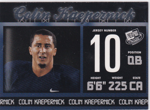 2011 PRESS PASS #24 COLIN KAEPERNICK- SAN FRANCISCO 49ERS