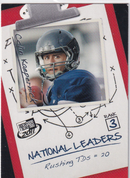2011 PRESS PASS #65 COLIN KAEPERNICK NATIONAL LEADER- SAN FRANCISCO 49ERS