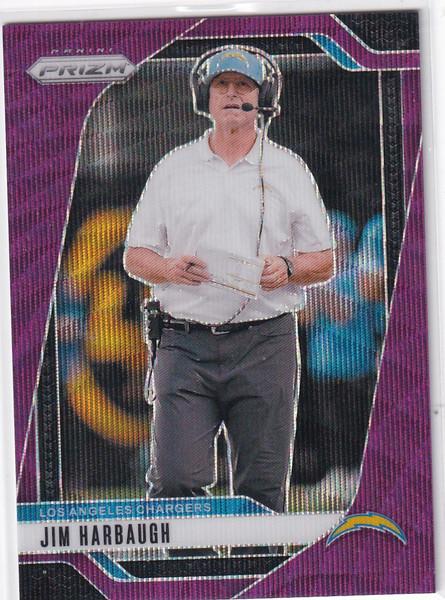2024 PRIZM #163 JIM HARBAUGH PURPLE WAVE 25/99- LOS ANGELES CHARGERS