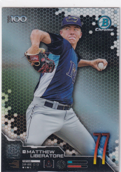 2019 BOWMAN CHROME #77 MATTEW LIBERATORE TOP 100 REFRACTOR- TAMPA BAY RAYS
