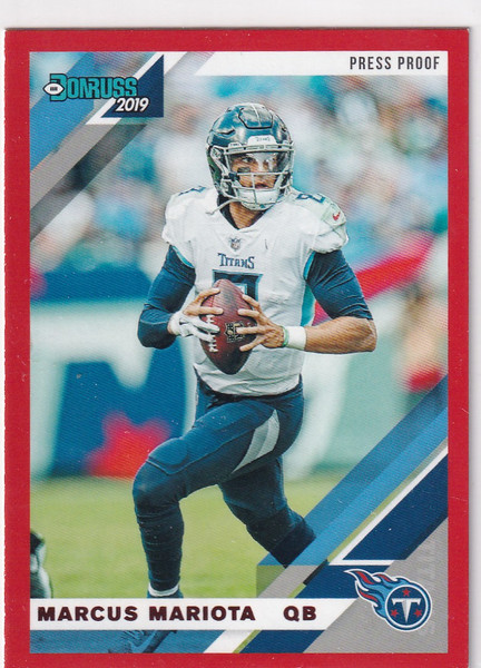 2019 DONRUSS #243 MARCUS MARIOTA RED PRESS PROOF- TENNESSEE TITANS