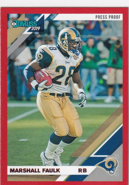 2019 DONRUSS #145 MARSHALL FAULK RED PRESS PROOF- ST LOUIS RAMS
