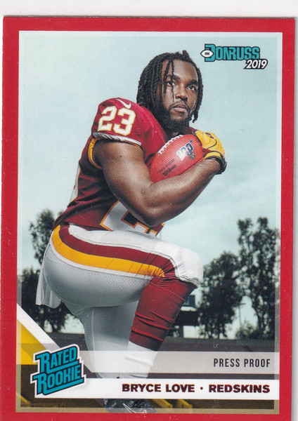 2019 DONRUSS #332 BRYCE LOVE RED PRESS PROOF- WASHINGTON REDSKINS