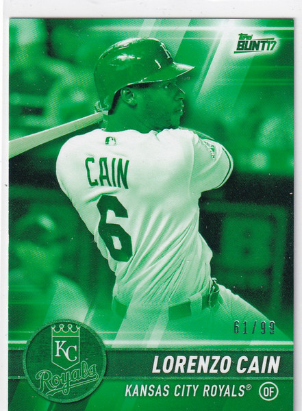 2017 TOPPS BUNT #56 LORENZO CAIN GREEN 61/99- KANSAS CITY ROYALS