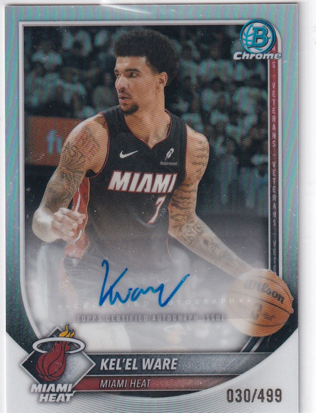 2025 BOWMAN CHROME #BCA-KW KELEL WARE AUTO /499- MIAMI HEAT