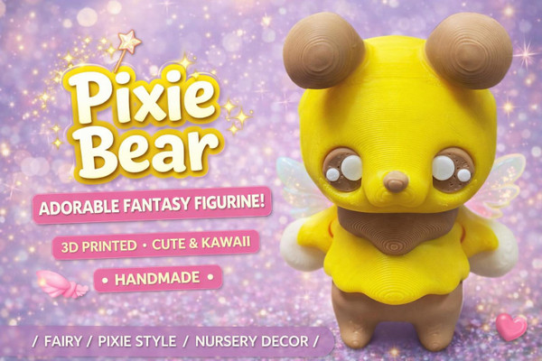 Pixie Bee Bear – Cute 3D Printed Fantasy Bear Figurine