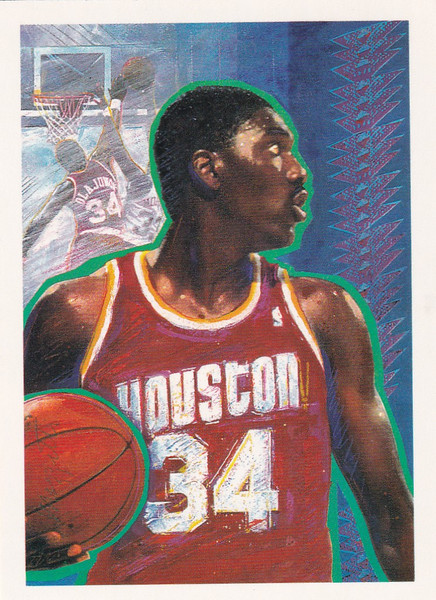1990 NBA HOOPS #364 HAKEEM OLAJUWON ILLUSTRATION- HOUSTON ROCKETS
