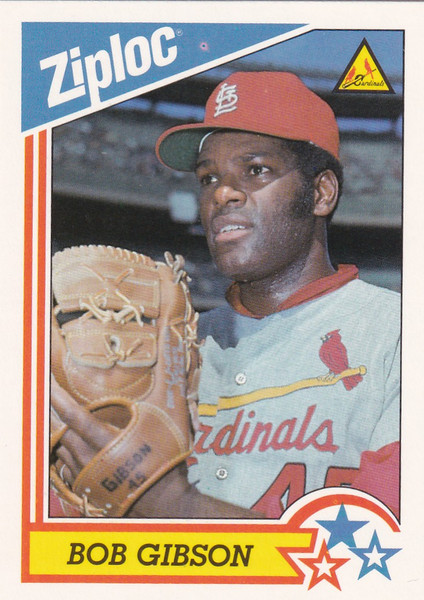 1992 DOW BRANDS ZIPLOC #2 BOB GIBSON- ST LOUIS CARDINALS