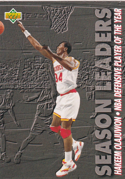 1993 UPPER DECK #176 HAKEEM OLAJUWON SEASON LEADER- HOUSTON ROCKETS