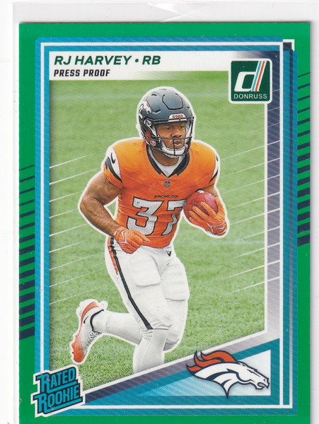 2025 DONRUSS #312 RJ HARVEY GREEN- DENVER BRONCOS