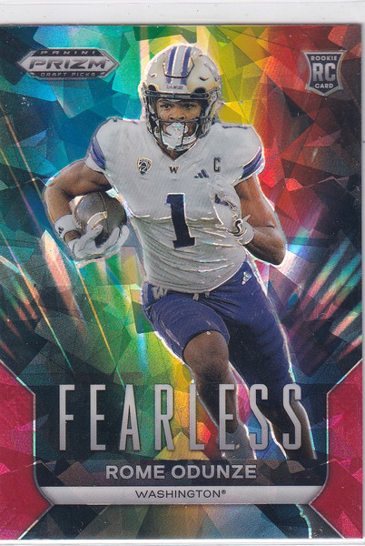 2024 PRIZM DRAFT #F-RO ROME ODUNZE FEARLESS CRACKED ICE- CHICAGO BEARS