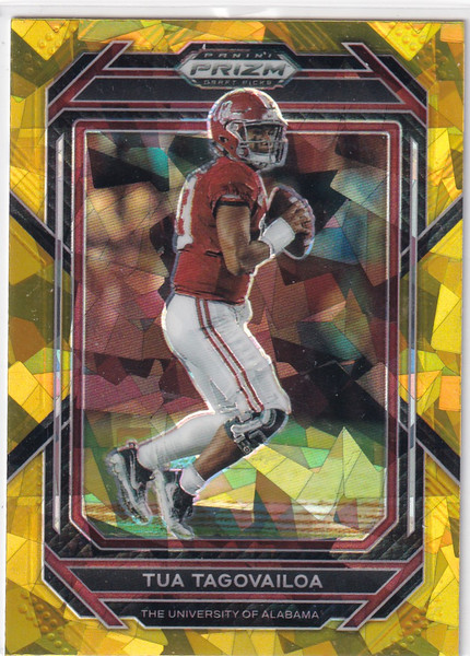 2023 PRIZM DRAFT #99 TUA TAGOVAILOA YELLOW CRACKED ICE- MIAMI DOLPHINS