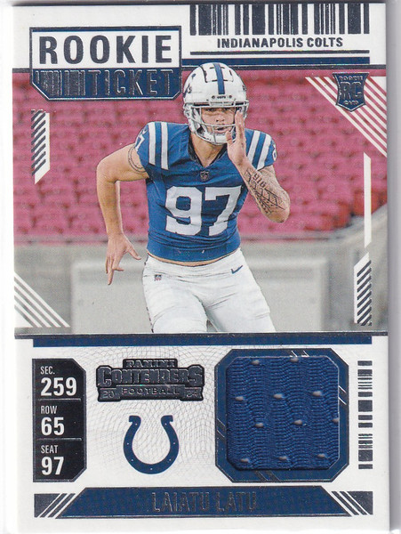 2024 CONTENDERS #RTS-LLU LAIATU LATU ROOKIE TICKET PATCH- INDIANAPOLIS COLTS