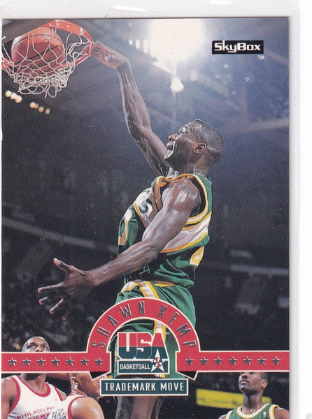 1994 SKYBOX SHAWN KEMP TRADEMARK MOVE WHOOMP USA- SEATTLE SUPER SONICS