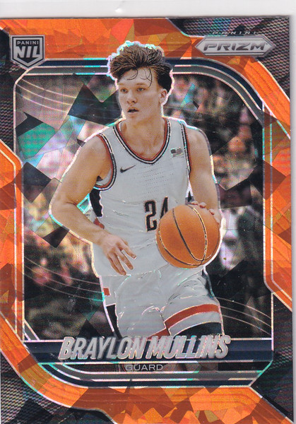 2025-26 PRIZM #102 BRAYLON MULLINS ORANGE CRACKED ICE- UCONN HUSKIES