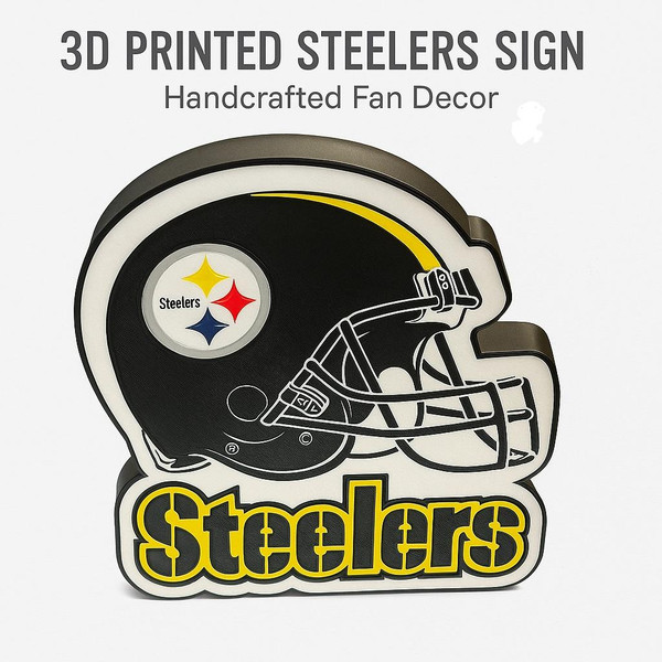 Pittsburgh Steelers Helmet Logo Sign 3D Printed NFL Football Desk & Wall Display