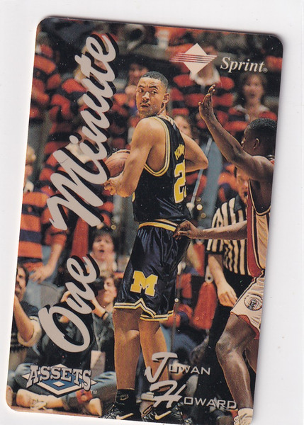 1995 JUAN HOWARD ONE MINUTE SPRINT CALL CARD- WASHINGTON WIZARDS