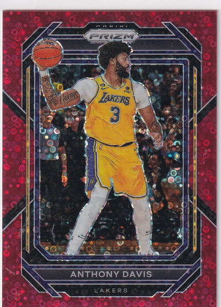 2022-23 PRIZM #122 ANTHONY DAVIS RED DISCO /100- LOS ANGELES LAKERS