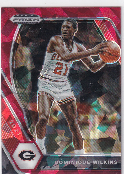 2021 PRIZM DRAFT #93 DOMINIQUE WILKINS RED CRACKED ICE- HOUSTON ROCKETS