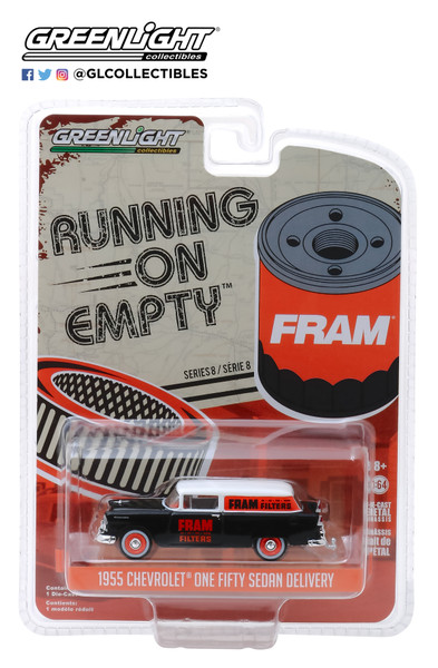 Greenlight 1:64 Running Empty SR 8 1955 Chevy One Fifty Delivery FRAM Oil Filter