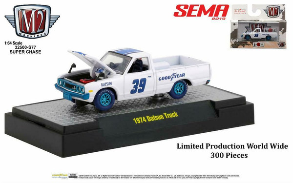 M2 Machines SEMA 2019 1:64 1974 Datsun Truck Goodyear Limited to 300 CHASE