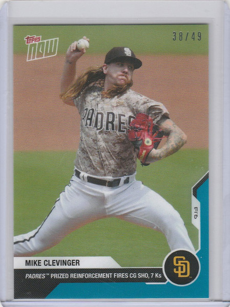 2020 Topps Now Parallel #263 MIKE CLEVINGER SAN DIEGO PADRES 38/49