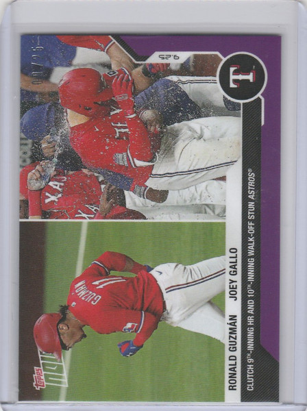 2020 Topps Now Parallel #311 RONALD GUZMAN JOEY GALLO TEXAS RANGERS 9/25