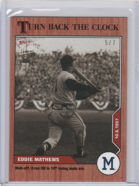 2020 Topps Turn Back the Clock #190 EDDIE MATHEWS MILWAUKEE BRAVES CHERRY 5/7 2020 Topps Turn Back the Clock #190 EDDIE MATHEWS MILWAUKEE BRAVES CHERRY 5/7