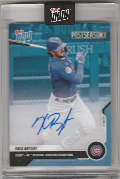 2020 Topps Now Auto Post Season PS92B Kris Bryant Chicago Cubs 7/49